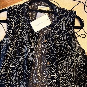 Madison Black and White Embroidered Vest